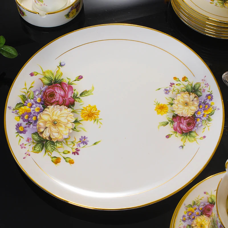 JINGDEZHEN-Vaisselle en céramique, porcelaine, bol assiette à soupe cuillère, assiette à steak occidentale avec vaisselle de bricolage