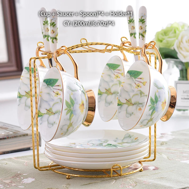 Service à café en porcelaine camélia sophia chine, service à thé en porcelaine britannique, pot en céramique, crémier sucrier, théière heure du thé, tasse à café, tasse à café