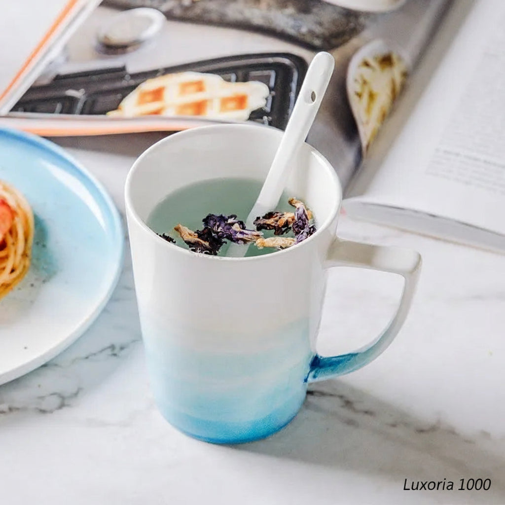Ensemble de bols et tasses en céramique de couleur bleue, assiette à fruits, assiette à Dessert, plateau créatif, vaisselle Plate pour la nourriture