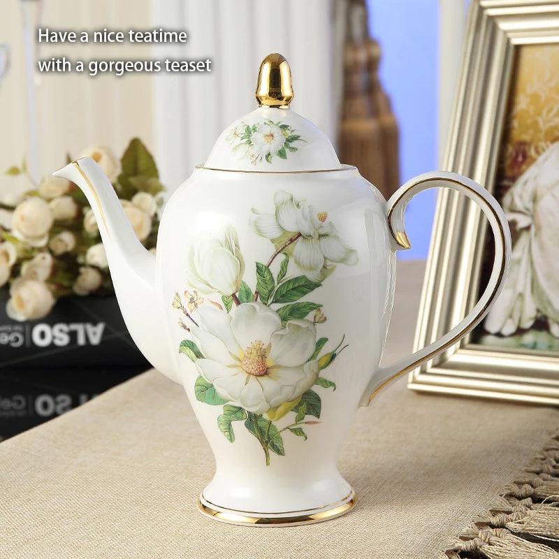 Service à café en porcelaine camélia sophia chine, service à thé en porcelaine britannique, pot en céramique, crémier sucrier, théière heure du thé, tasse à café, tasse à café