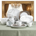 VEWEET – ensemble d'assiettes de cuisine en céramique et porcelaine, 30 pièces, avec 6 assiettes à Dessert/assiettes à soupe/assiettes à dîner/tasses/cuiseurs