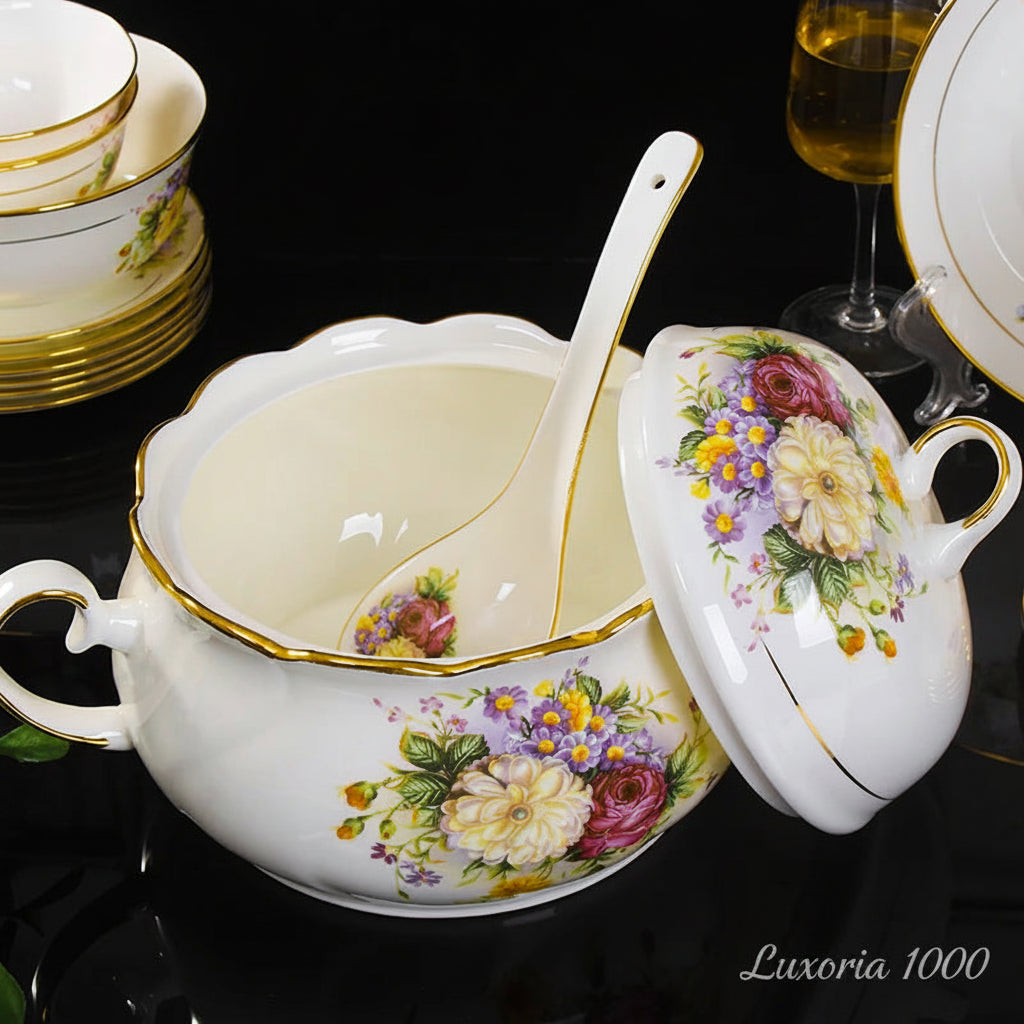 JINGDEZHEN-Vaisselle en céramique, porcelaine, bol assiette à soupe cuillère, assiette à steak occidentale avec vaisselle de bricolage