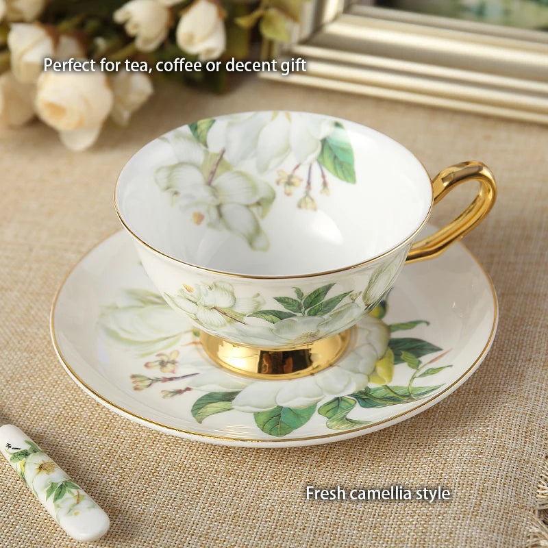 Service à café en porcelaine camélia sophia chine, service à thé en porcelaine britannique, pot en céramique, crémier sucrier, théière heure du thé, tasse à café, tasse à café