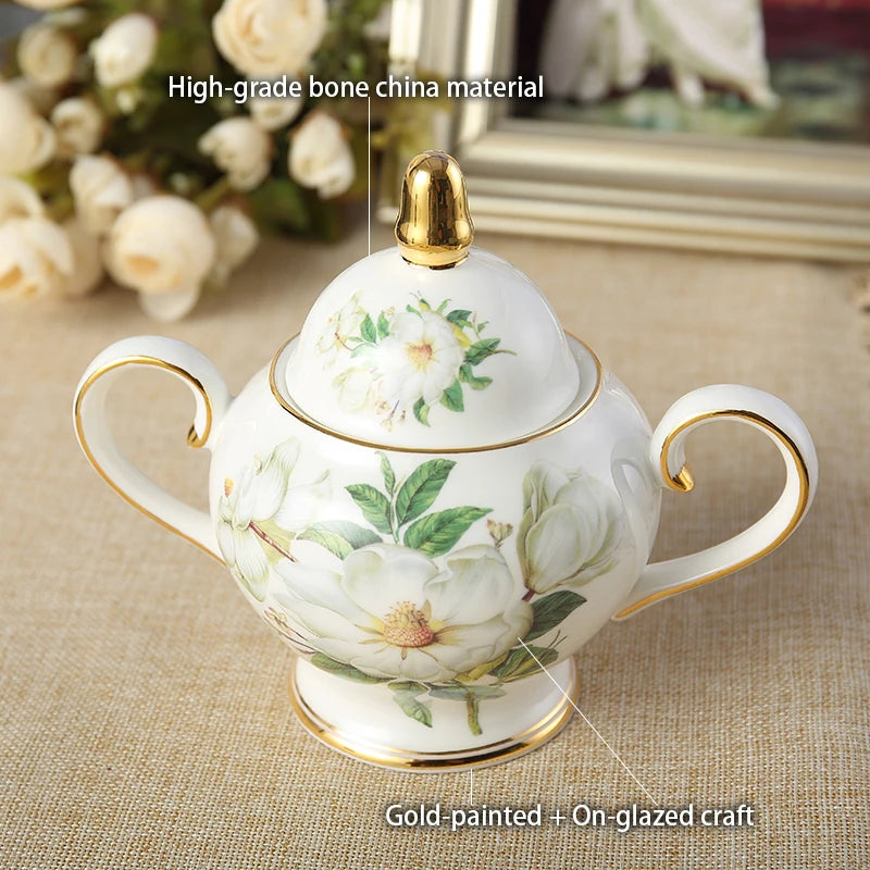 Service à café en porcelaine camélia sophia chine, service à thé en porcelaine britannique, pot en céramique, crémier sucrier, théière heure du thé, tasse à café, tasse à café