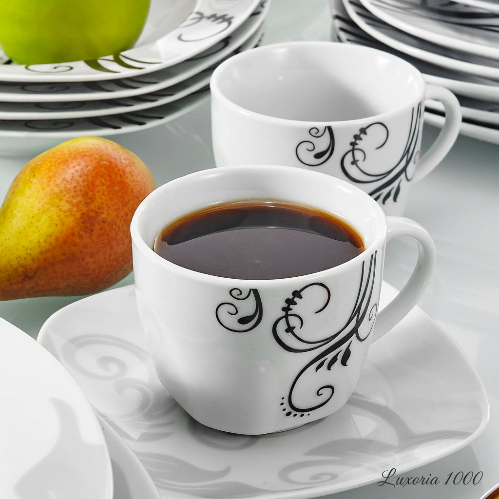 VEWEET ZOEY-Ensemble de 30 pièces de décalcomanies noires en porcelaine et céramique, ensemble i-set avec assiette à dessert, à soupe, quePlate Cup Sin5 er