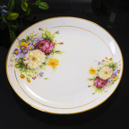 JINGDEZHEN-Vaisselle en céramique, porcelaine, bol assiette à soupe cuillère, assiette à steak occidentale avec vaisselle de bricolage