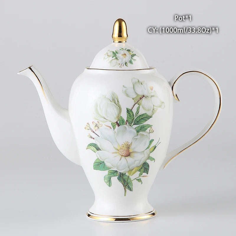 Service à café en porcelaine camélia sophia chine, service à thé en porcelaine britannique, pot en céramique, crémier sucrier, théière heure du thé, tasse à café, tasse à café