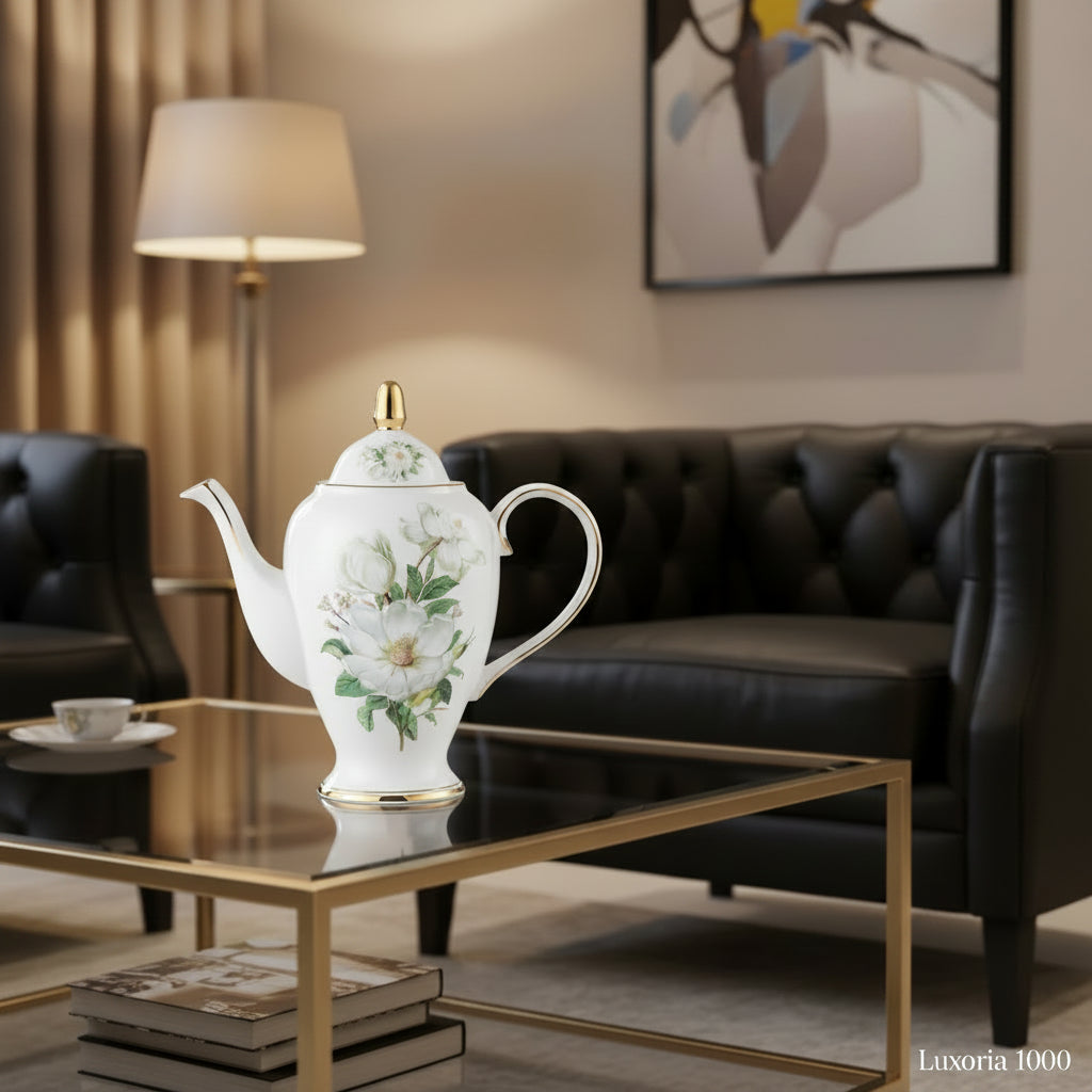 Service à café en porcelaine camélia sophia chine, service à thé en porcelaine britannique, pot en céramique, crémier sucrier, théière heure du thé, tasse à café, tasse à café