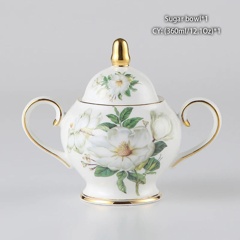 Service à café en porcelaine camélia sophia chine, service à thé en porcelaine britannique, pot en céramique, crémier sucrier, théière heure du thé, tasse à café, tasse à café