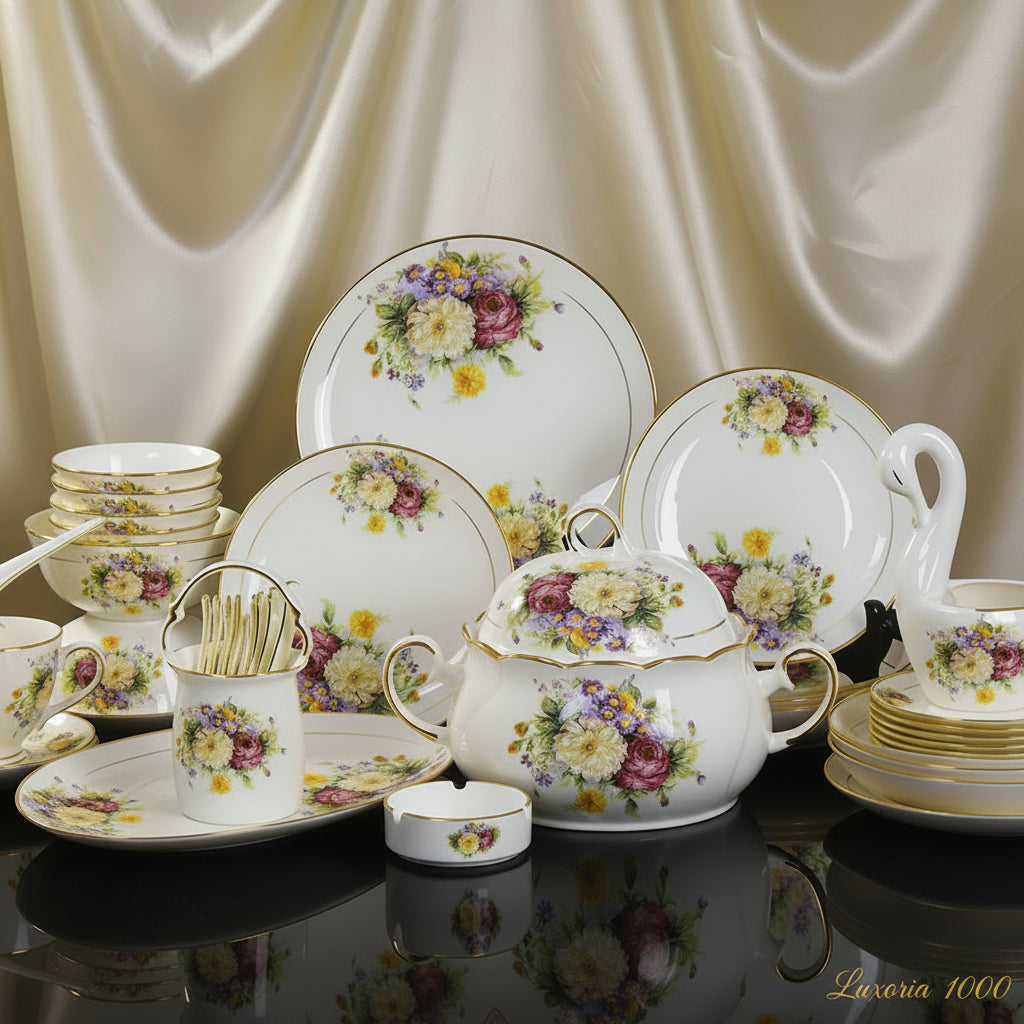 JINGDEZHEN-Vaisselle en céramique, porcelaine, bol assiette à soupe cuillère, assiette à steak occidentale avec vaisselle de bricolage