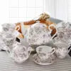 European Style Fine Bone China Royal Design with Rose Golden Line Eco-Friendly 15-Piece Tea & Coffee Cup Set