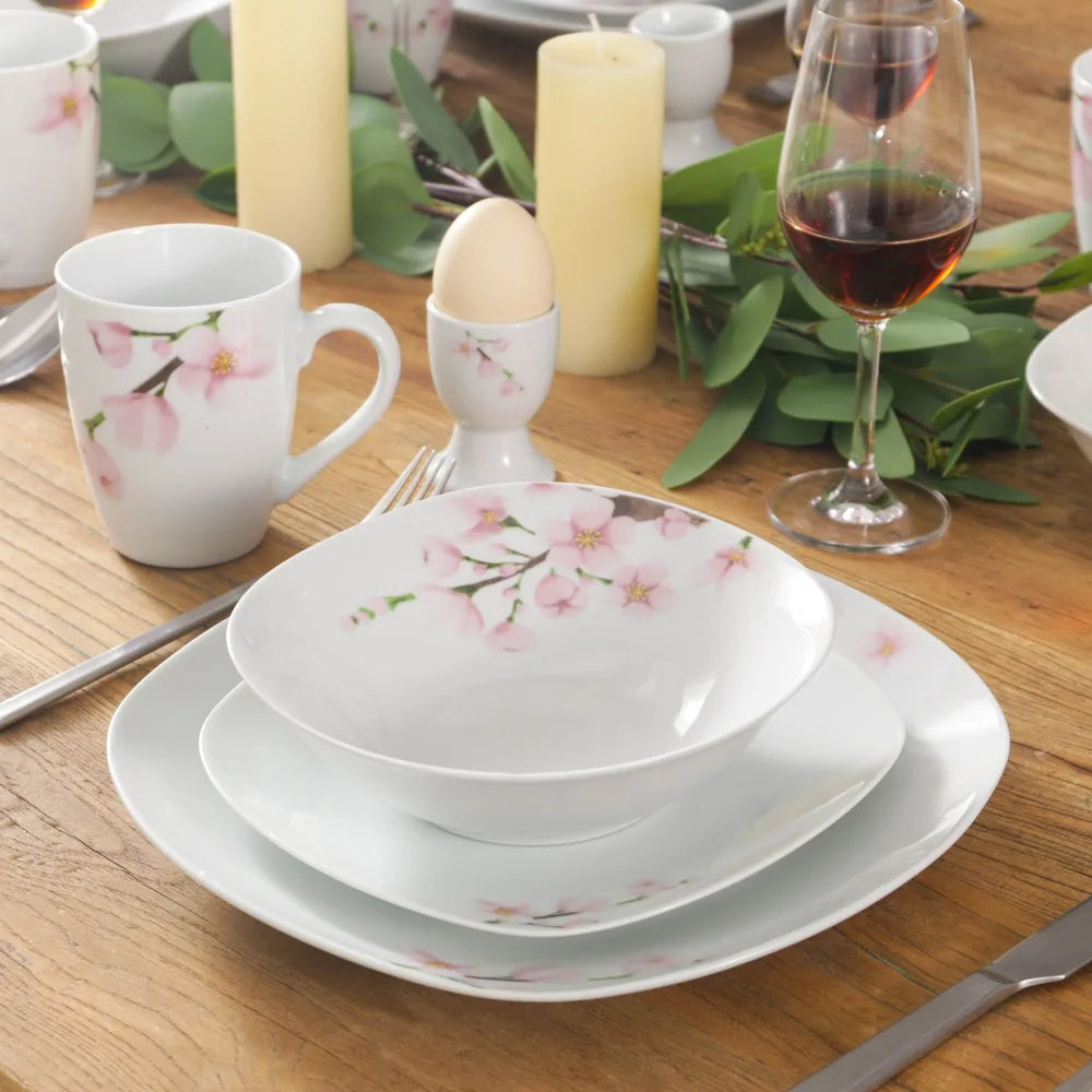 VEWEET ANNIE – service de table en porcelaine 50/100 pièces, avec tasse à œufs, tasses et soucoup, tasse, dessert, soupe et assiette à dîner, bol, pichet à lait, ensemble de pots à sucre