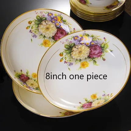 JINGDEZHEN-Vaisselle en céramique, porcelaine, bol assiette à soupe cuillère, assiette à steak occidentale avec vaisselle de bricolage
