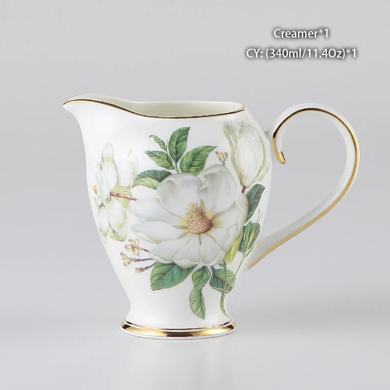 Service à café en porcelaine camélia sophia chine, service à thé en porcelaine britannique, pot en céramique, crémier sucrier, théière heure du thé, tasse à café, tasse à café
