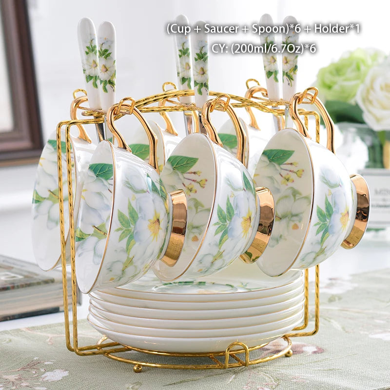 Service à café en porcelaine camélia sophia chine, service à thé en porcelaine britannique, pot en céramique, crémier sucrier, théière heure du thé, tasse à café, tasse à café