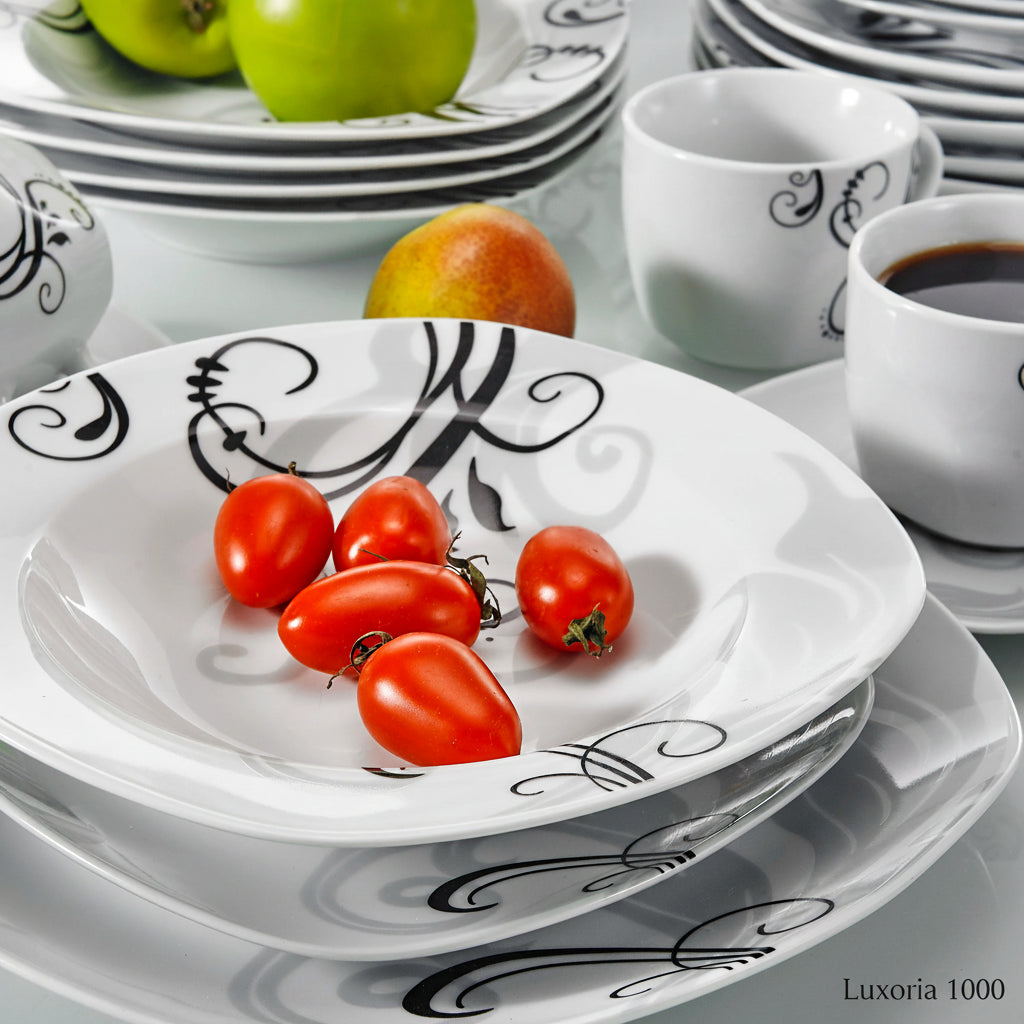 VEWEET ZOEY-Ensemble de 30 pièces de décalcomanies noires en porcelaine et céramique, ensemble i-set avec assiette à dessert, à soupe, quePlate Cup Sin5 er