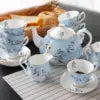 European Style Fine Bone China Royal Design with Rose Golden Line Eco-Friendly 15-Piece Tea & Coffee Cup Set