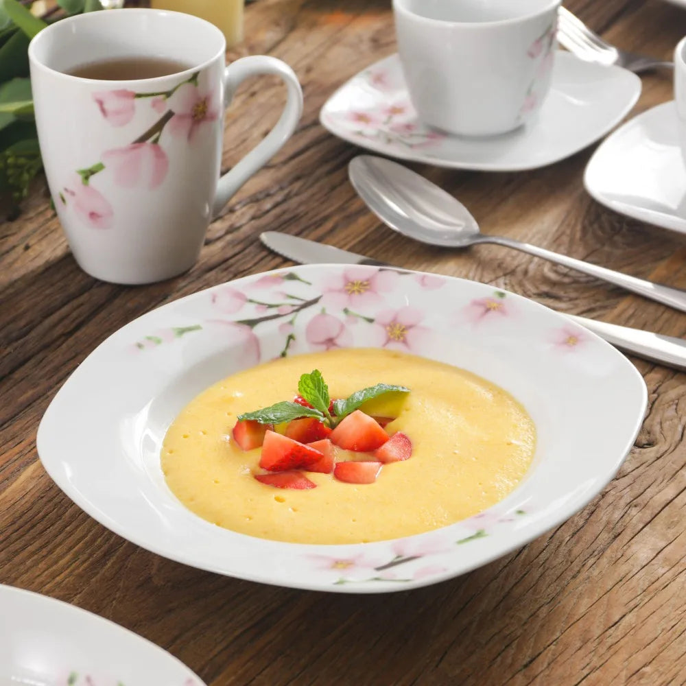 VEWEET ANNIE – service de table en porcelaine 50/100 pièces, avec tasse à œufs, tasses et soucoup, tasse, dessert, soupe et assiette à dîner, bol, pichet à lait, ensemble de pots à sucre