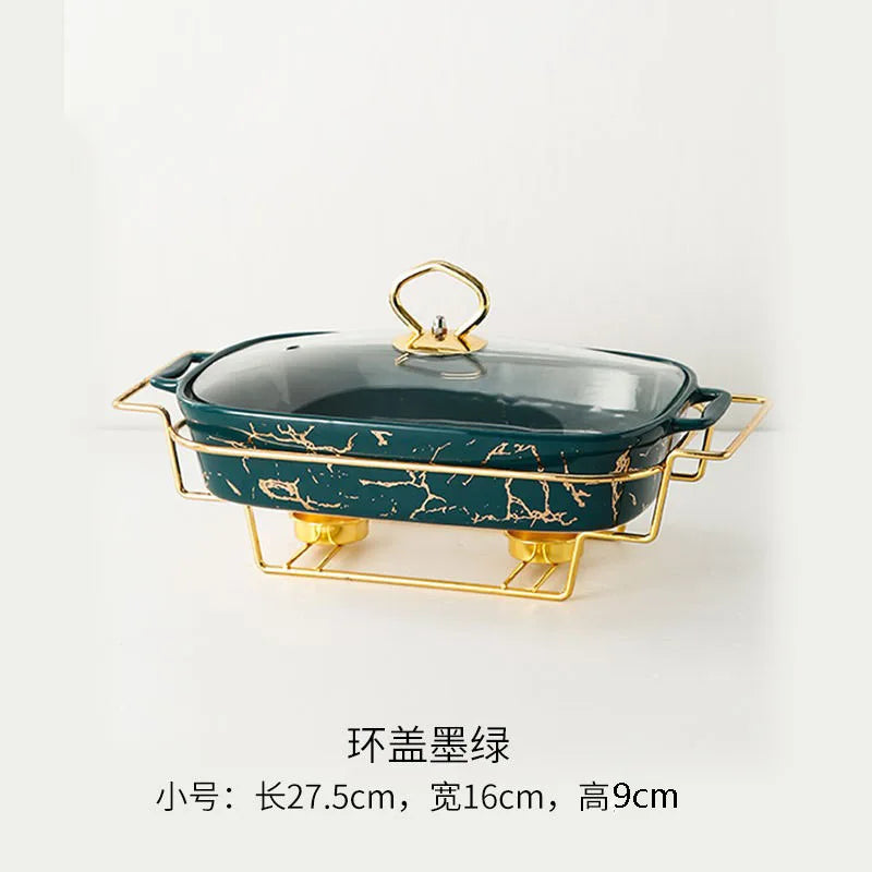 Casserole rectangulaire en céramique amphore, vaisselle pour la maison, chauffe-lumière, pot à soupe sèche pour hôtel, porte-pot créatif avec bougie