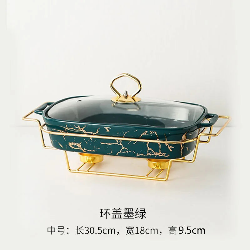 Casserole rectangulaire en céramique amphore, vaisselle pour la maison, chauffe-lumière, pot à soupe sèche pour hôtel, porte-pot créatif avec bougie