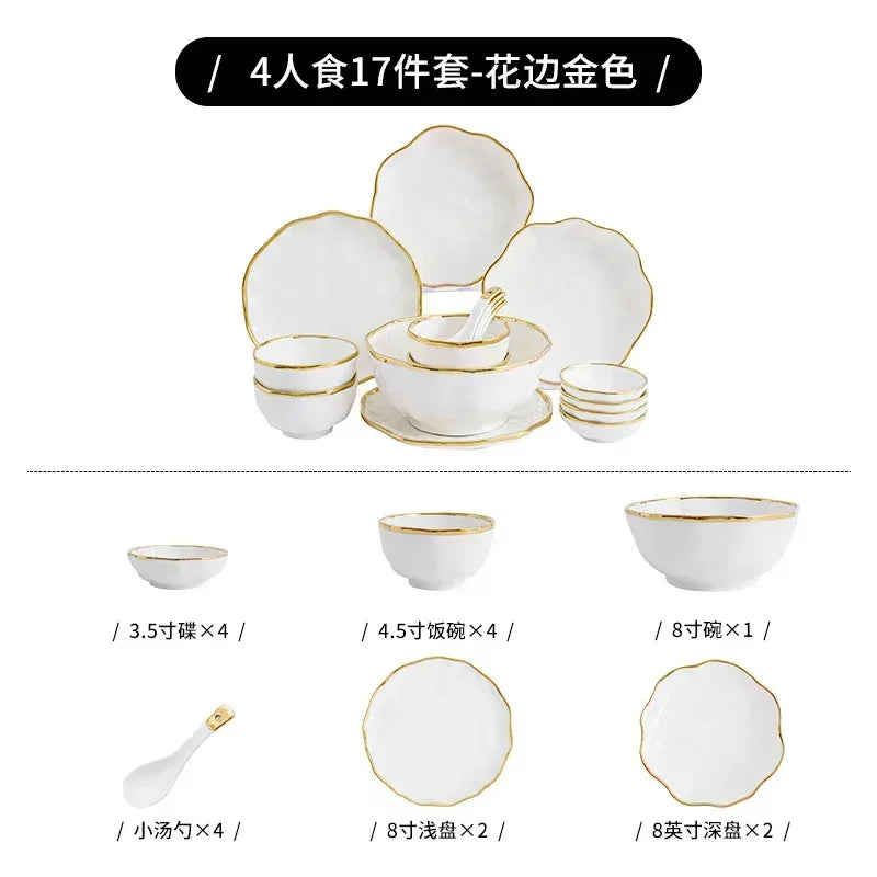 Assiettes à bol nordique, bol à nouilles, assiette à Steak légère, vaisselle de luxe en céramique pour la maison, combinaison d'assiettes et d'assiettes simples et modernes