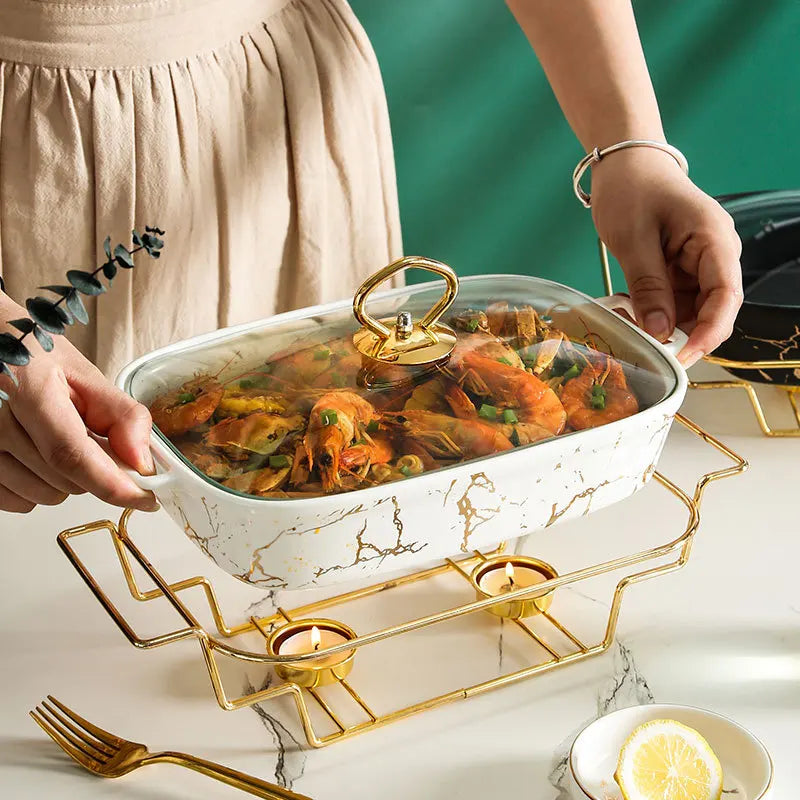 Casserole rectangulaire en céramique amphore, vaisselle pour la maison, chauffe-lumière, pot à soupe sèche pour hôtel, porte-pot créatif avec bougie