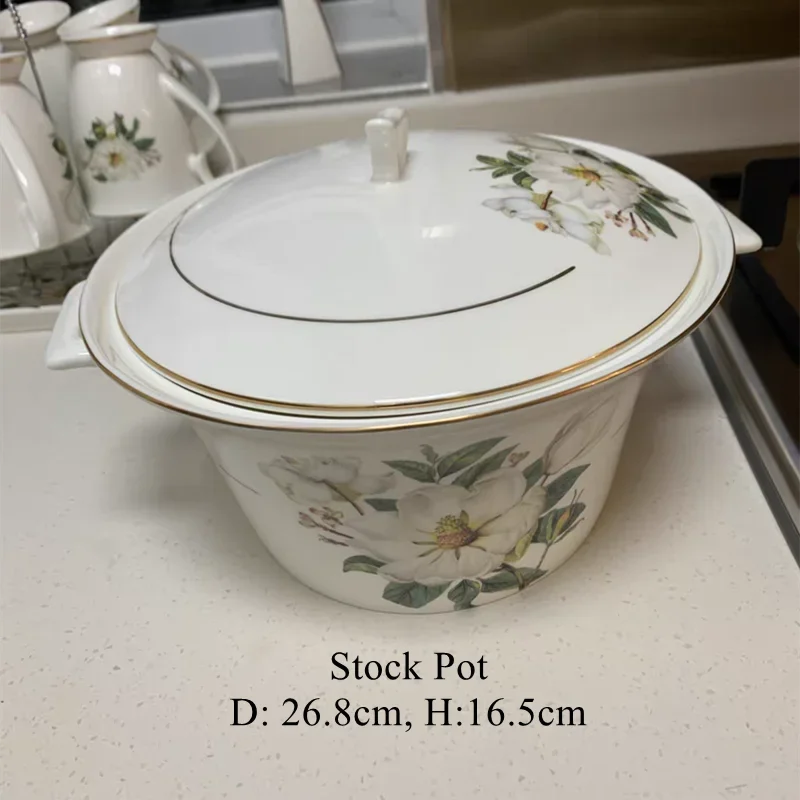 Vaisselle Sophia China, bol de riz en céramique ménager, plats profonds, pots à soupe, assiette plate à steak, ustensiles de cuisine floraux délicats