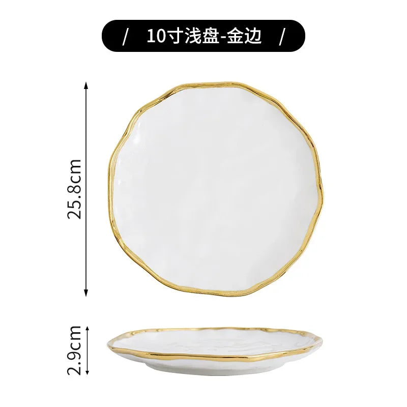 Assiettes à bol nordique, bol à nouilles, assiette à Steak légère, vaisselle de luxe en céramique pour la maison, combinaison d'assiettes et d'assiettes simples et modernes