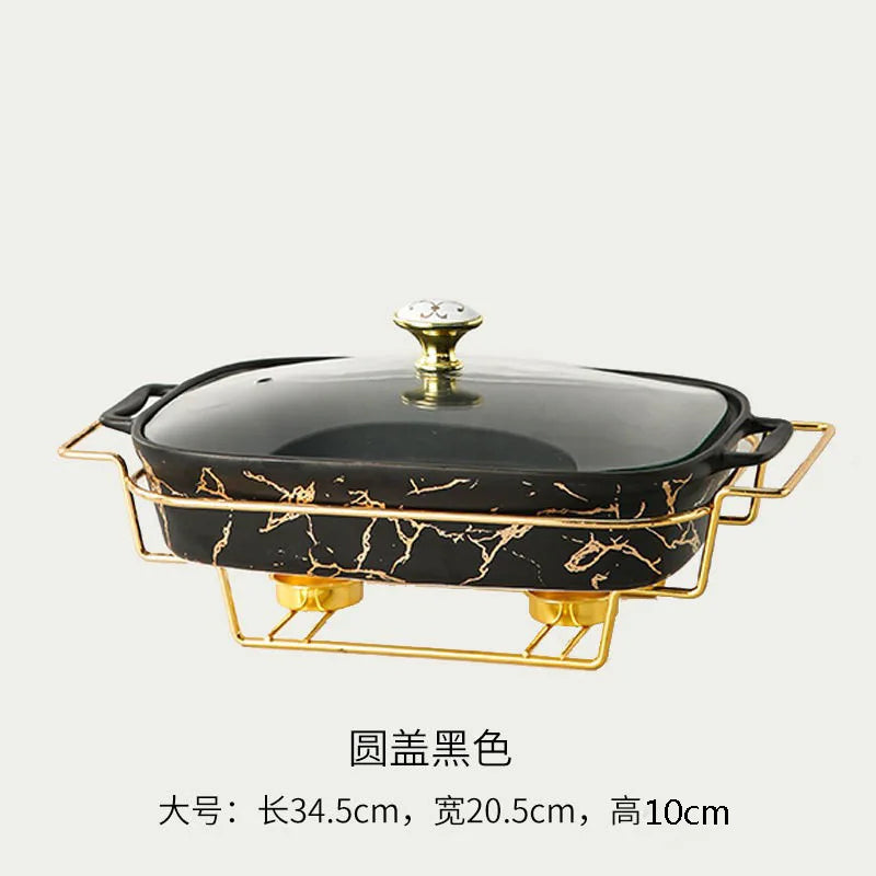 Casserole rectangulaire en céramique amphore, vaisselle pour la maison, chauffe-lumière, pot à soupe sèche pour hôtel, porte-pot créatif avec bougie