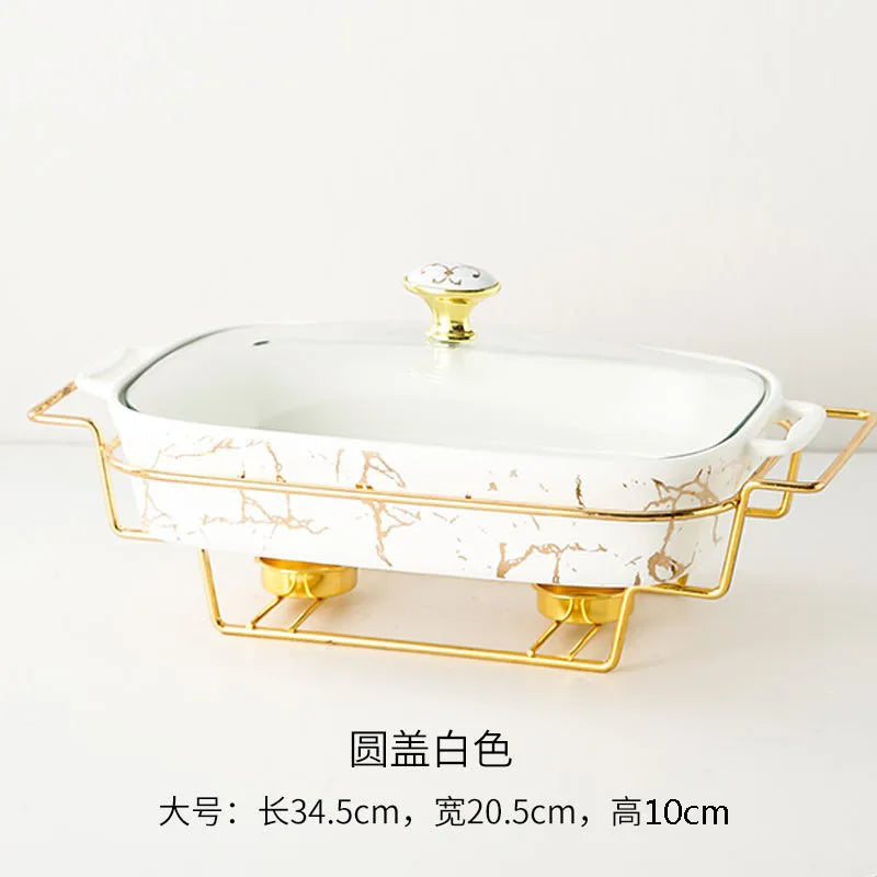 Casserole rectangulaire en céramique amphore, vaisselle pour la maison, chauffe-lumière, pot à soupe sèche pour hôtel, porte-pot créatif avec bougie
