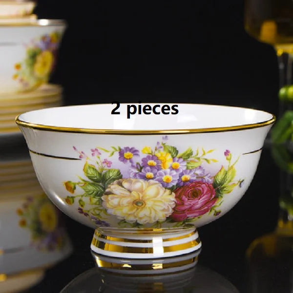 JINGDEZHEN-Vaisselle en céramique, porcelaine, bol assiette à soupe cuillère, assiette à steak occidentale avec vaisselle de bricolage
