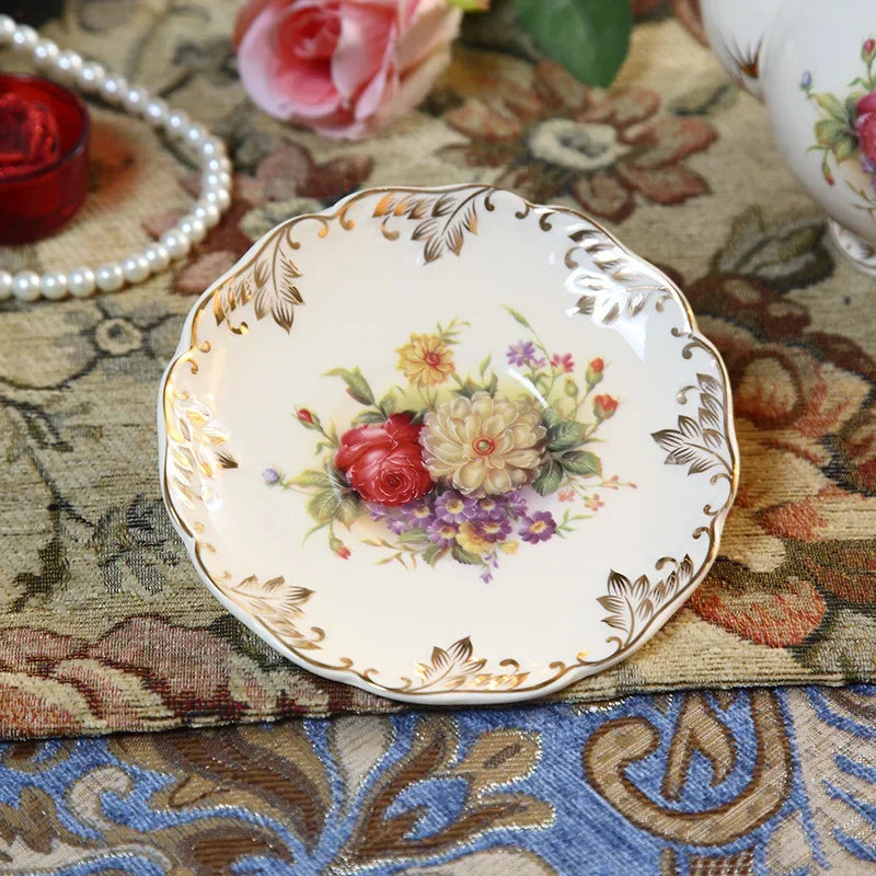 Ensemble de tasses et soucoupes à café en porcelaine ivoire britannique, tasse de petit déjeuner domestique en céramique peinte florale Vintage, tasse à thé de l'après-midi