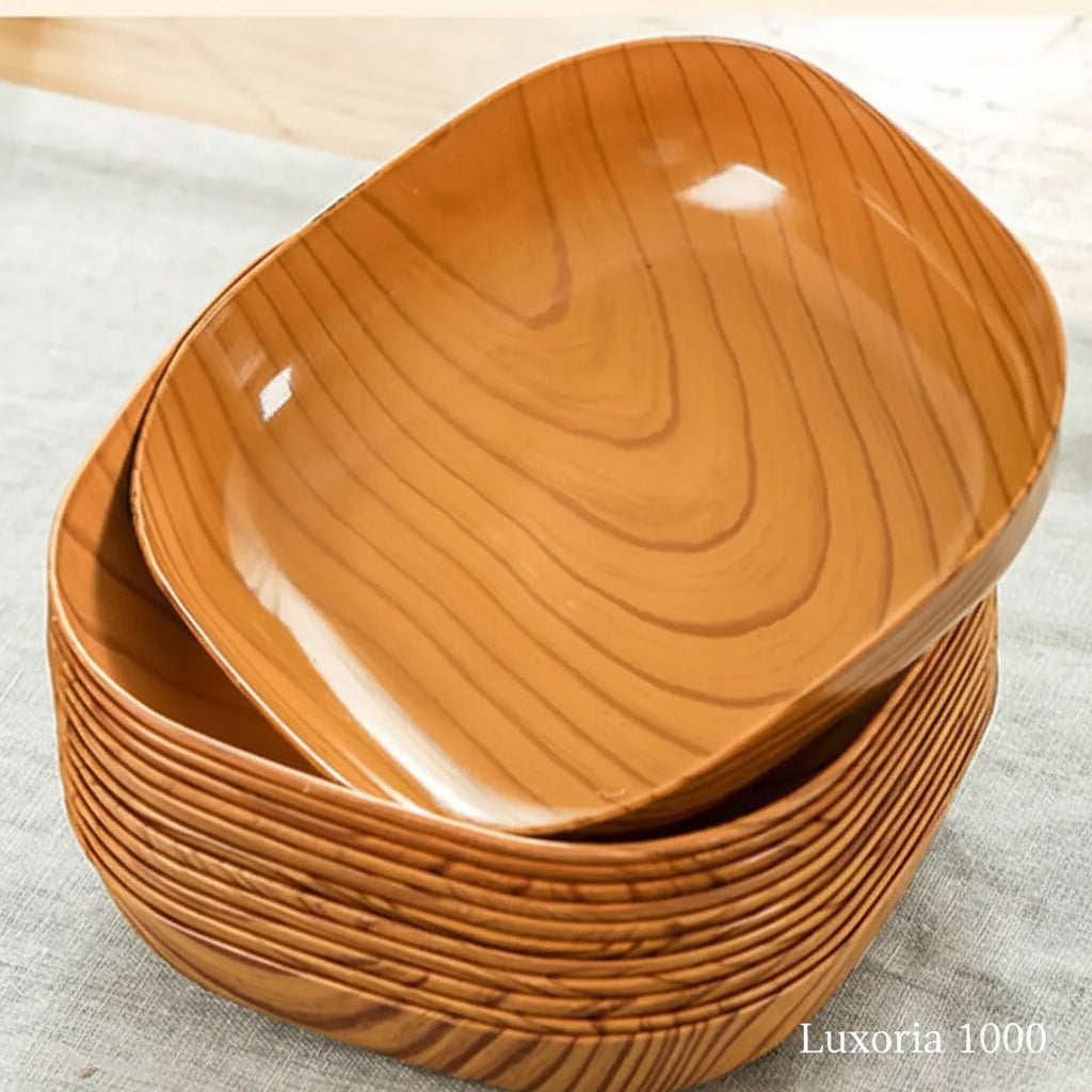 Assiette carrée en Imitation de Grain de bois de cuisine, ensemble de plats à Grain Simple japonais pour vaisselle, bol de cuisine, vaisselle, fournitures de cuisine