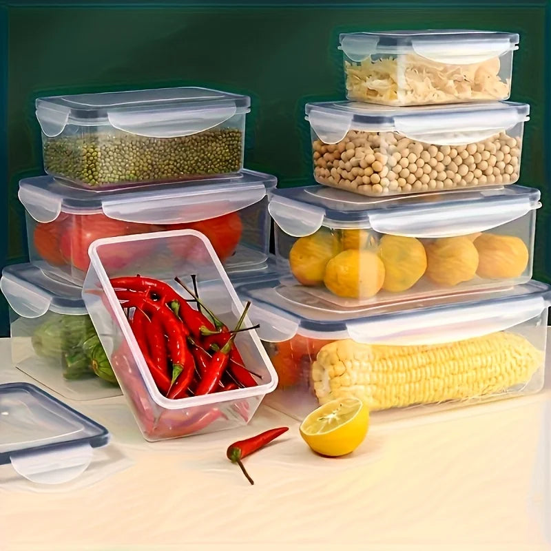Ensemble de récipients de stockage des aliments de cuisine transparents – Coffre-fort pour micro-ondes, boîte à déjeuner en plastique multifonctionnelle avec couvercle + 24 étiquettes de tableau noir