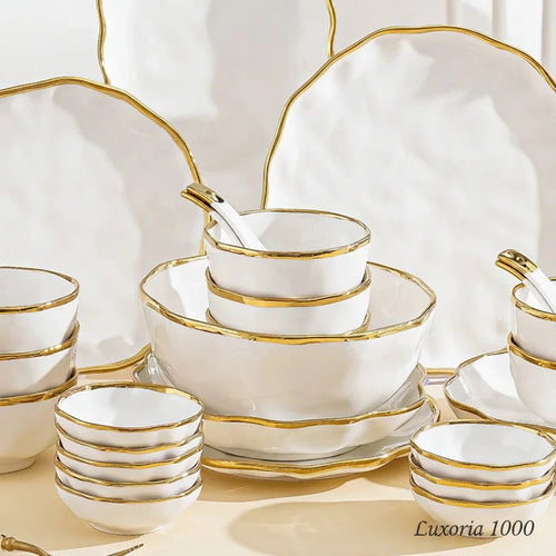 Assiettes à bol nordique, bol à nouilles, assiette à Steak légère, vaisselle de luxe en céramique pour la maison, combinaison d'assiettes et d'assiettes simples et modernes