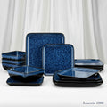 vancasso -Ensemble de rangement en céramique, carré bleu, glaçure réactive, avec 4/8/12 pièces, assiettes à dessert et bols, 12/24/36 pièces