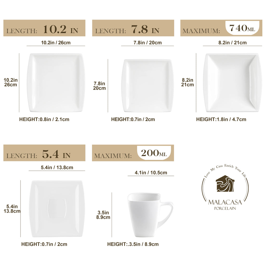 MALAC.co.jp Blance-Ensemble d'assiettes à dessert en porcelaine blanche, 6 boîtes standard, assiettes à soupe, ensemble en céramique pour prêt Tat6/12, 30 pièces, 60 pièces