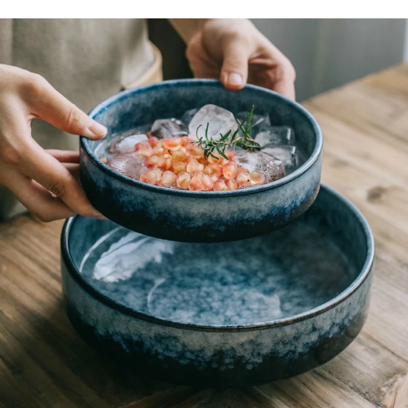 Bol rond Ramen de style japonais, nouilles en céramique, couleur unie, grande soupe, Restaurant, vaisselle rétro pour la maison