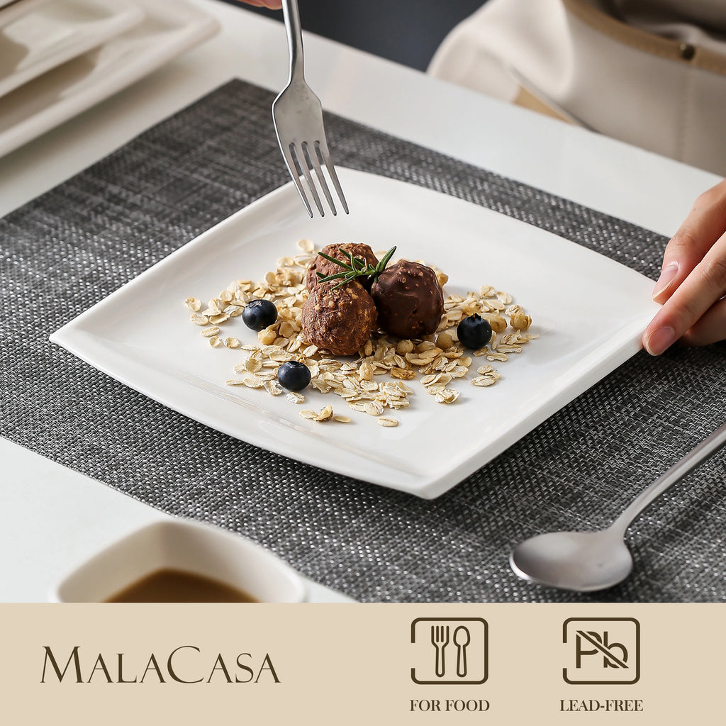 MALAC.co.jp Blance-Ensemble d'assiettes à dessert en porcelaine blanche, 6 boîtes standard, assiettes à soupe, ensemble en céramique pour prêt Tat6/12, 30 pièces, 60 pièces