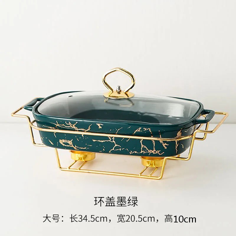 Casserole rectangulaire en céramique amphore, vaisselle pour la maison, chauffe-lumière, pot à soupe sèche pour hôtel, porte-pot créatif avec bougie