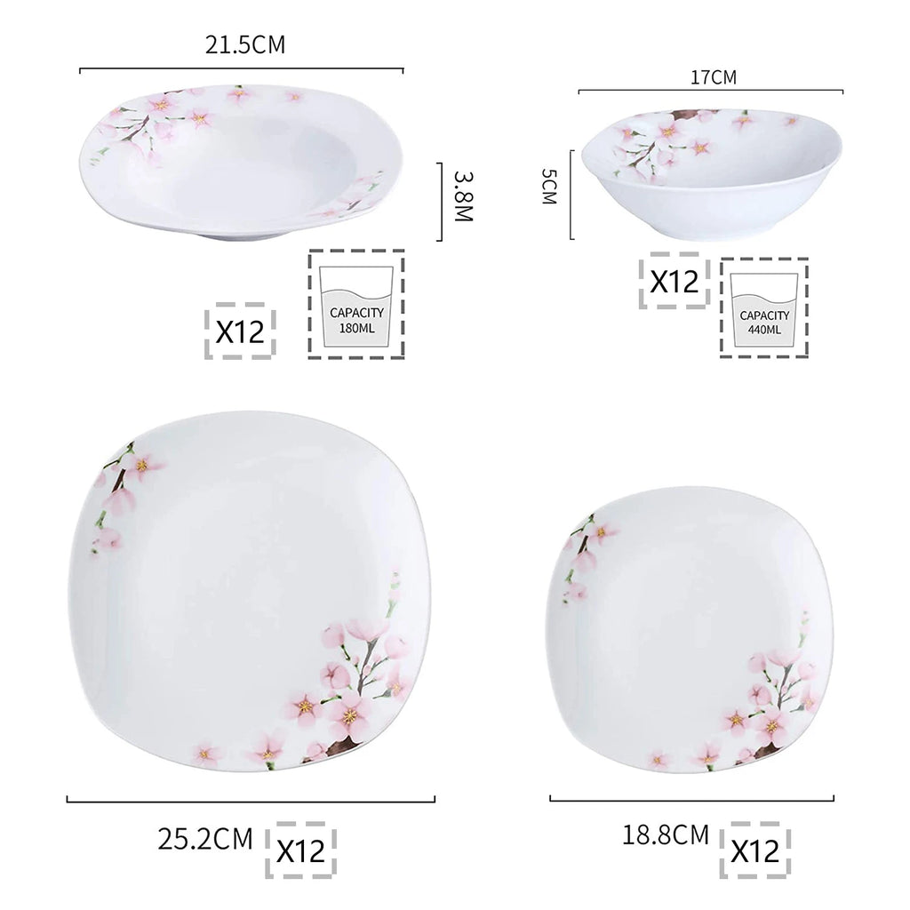 VEWEET ANNIE Ensemble d'assiettes à dîner en céramique porcelaine 24 pièces avec bol, assiette à dessert, assiette à soupe, assiette à dîner pour 12 personnes