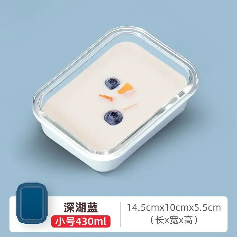 Boîte à déjeuner spéciale en verre pour micro-ondes, boîte de conservation des frais, boîte à déjeuner séparée résistante à la chaleur, bol avec couvercle, famille avec boîte scellée de riz