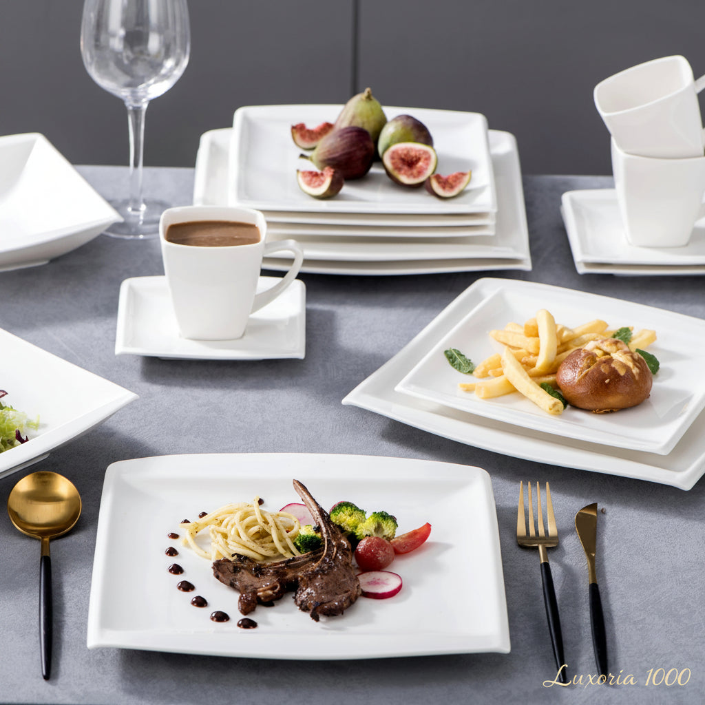 MALAC.co.jp Blance-Ensemble d'assiettes à dessert en porcelaine blanche, 6 boîtes standard, assiettes à soupe, ensemble en céramique pour prêt Tat6/12, 30 pièces, 60 pièces