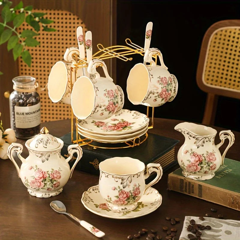 Coffret cadeau de thé de l'après-midi – Garniture dorée vintage, parfait pour les diplômés et les amateurs de thé, artisanat européen