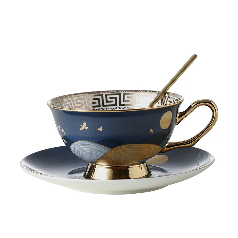 Tasse à café en porcelaine dorée Sophia, style britannique, haute qualité, exquise, style palais, thé, standard, ustensiles de cuisine ménagers, 220ml