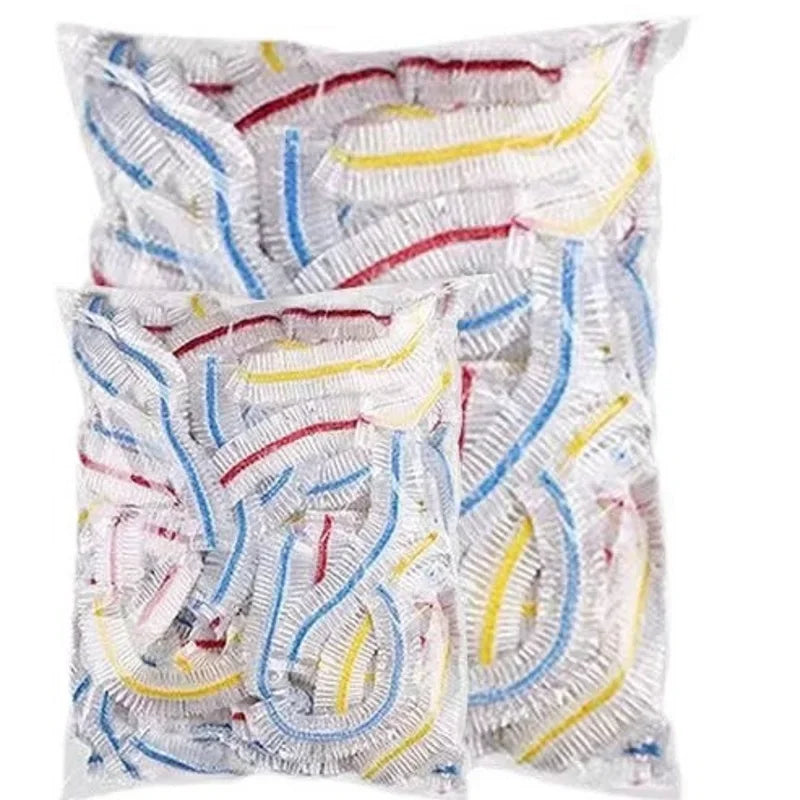 Couvercles alimentaires élastiques, couvercles de bol en plastique jetables pour le stockage de fruits et légumes, enveloppes d'étanchéité de fraîcheur, 100 pièces