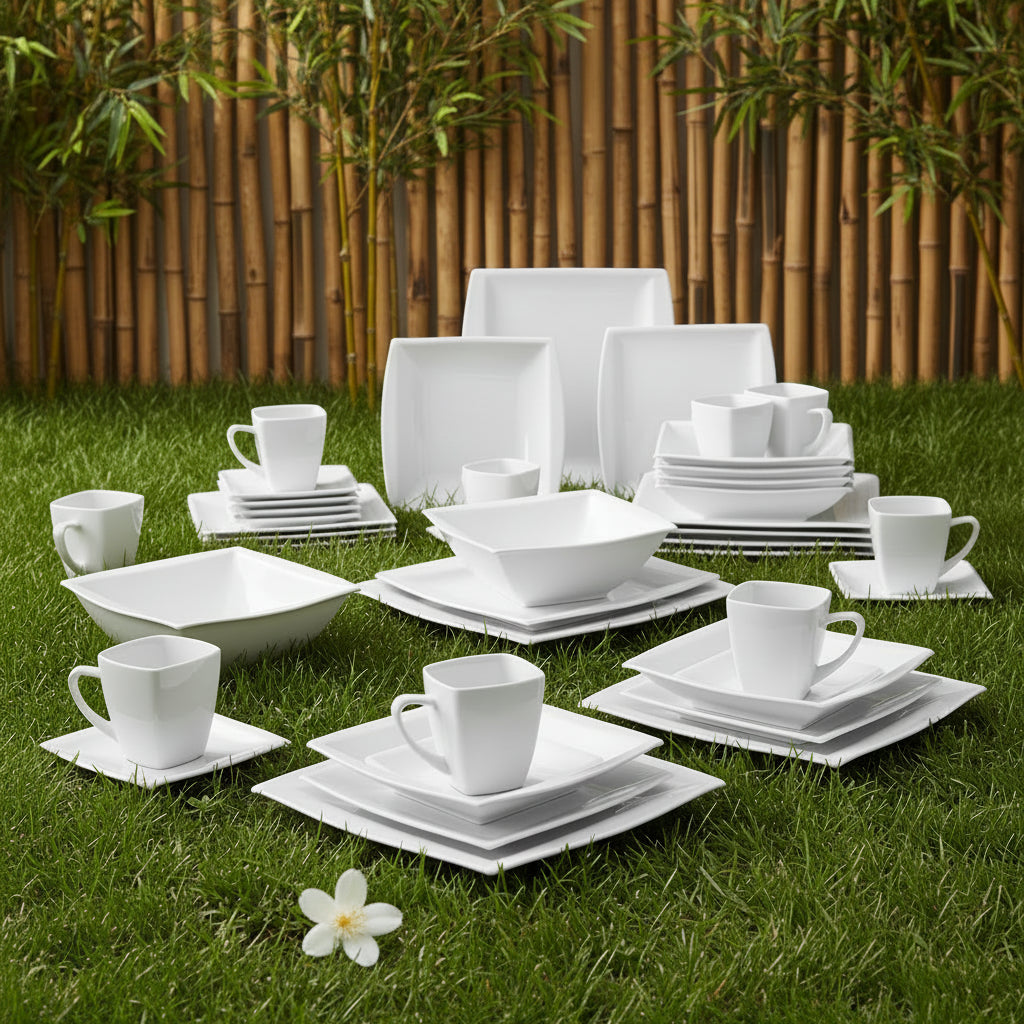 MALAC.co.jp Blance-Ensemble d'assiettes à dessert en porcelaine blanche, 6 boîtes standard, assiettes à soupe, ensemble en céramique pour prêt Tat6/12, 30 pièces, 60 pièces