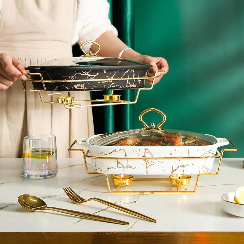 Casserole rectangulaire en céramique amphore, vaisselle pour la maison, chauffe-lumière, pot à soupe sèche pour hôtel, porte-pot créatif avec bougie