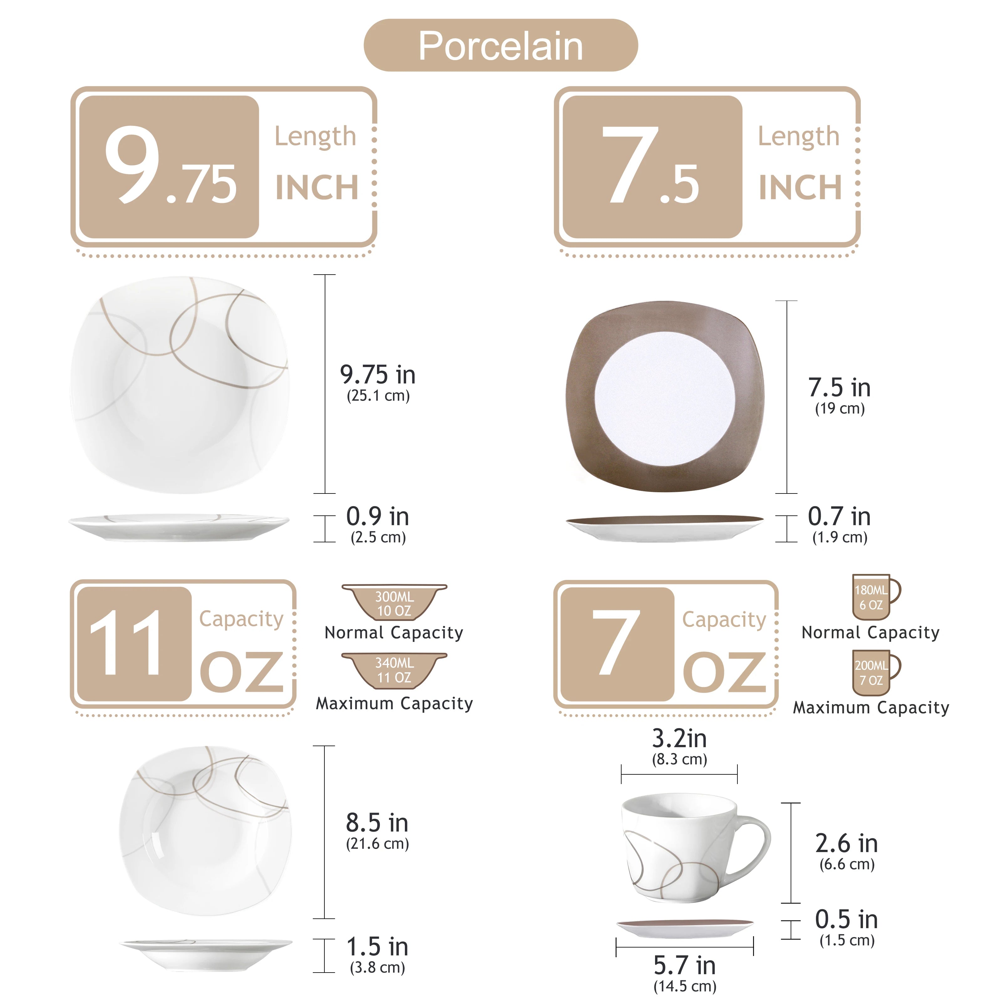 VEWEET – ensemble d'assiettes de cuisine en céramique et porcelaine, 30 pièces, avec 6 assiettes à Dessert/assiettes à soupe/assiettes à dîner/tasses/cuiseurs