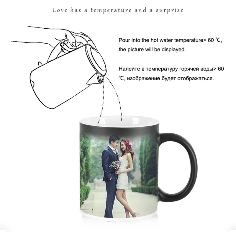 Tasse à Café Personnalisable avec Photo et Document Magique, Meilleur Cadeau pour Amis